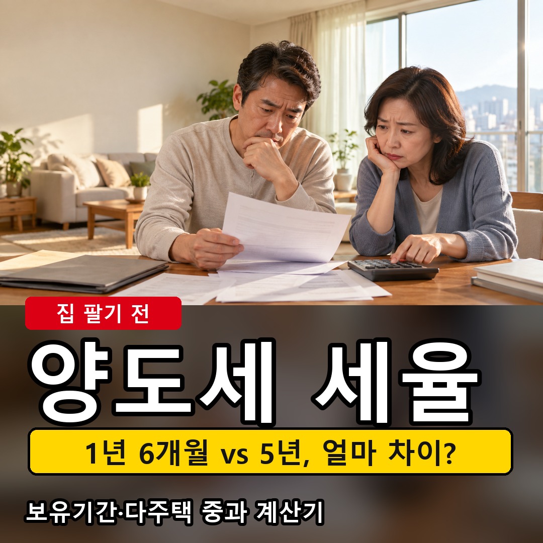 양도소득세 세율을 고민하며 서류를 보는 부부