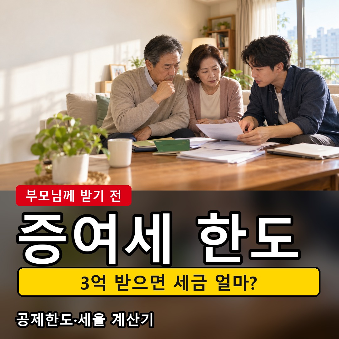 부모와 자녀가 증여세 공제한도를 의논하는 모습