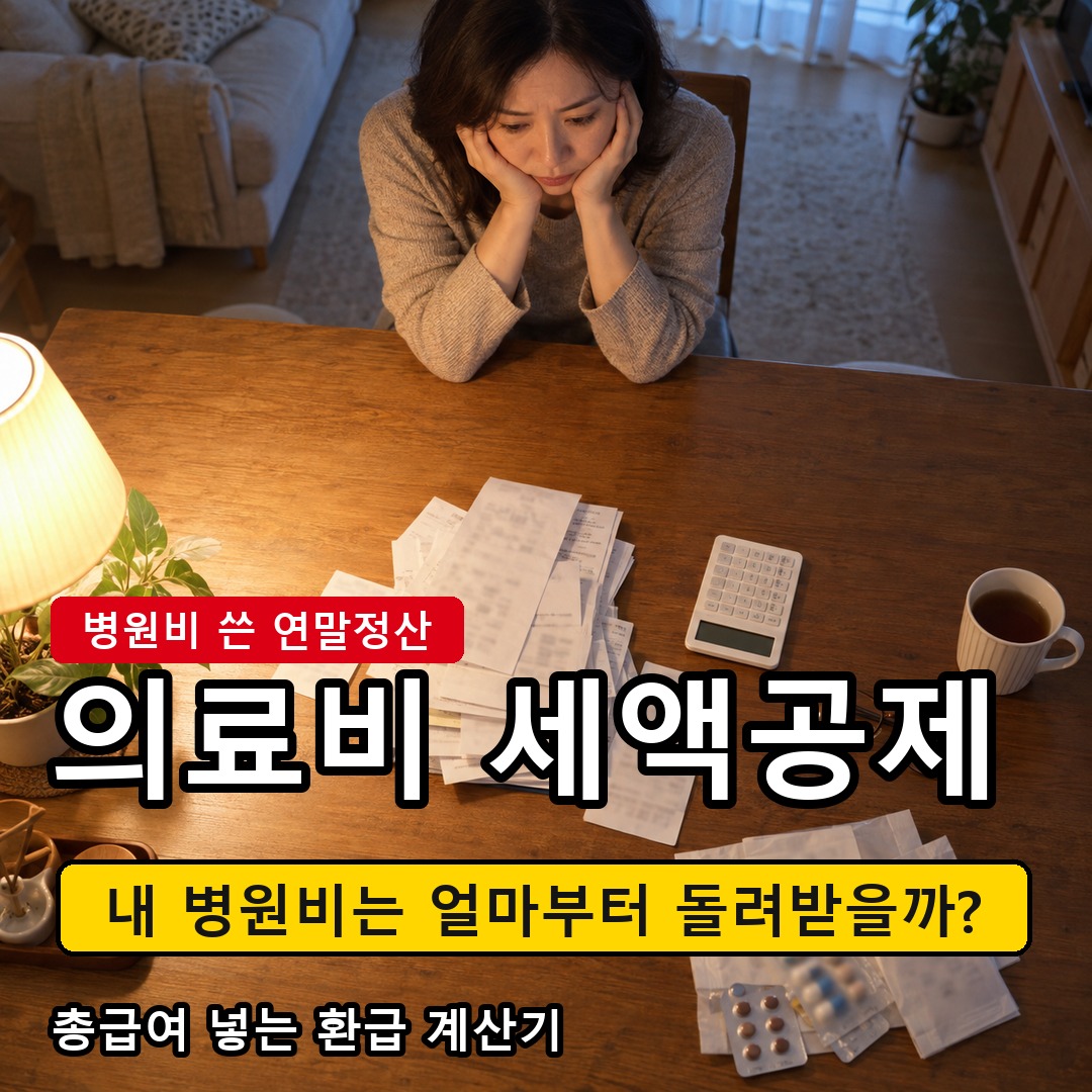의료비 세액공제 계산: 총급여 3% 넘는 병원비에 15%, 본인·65세